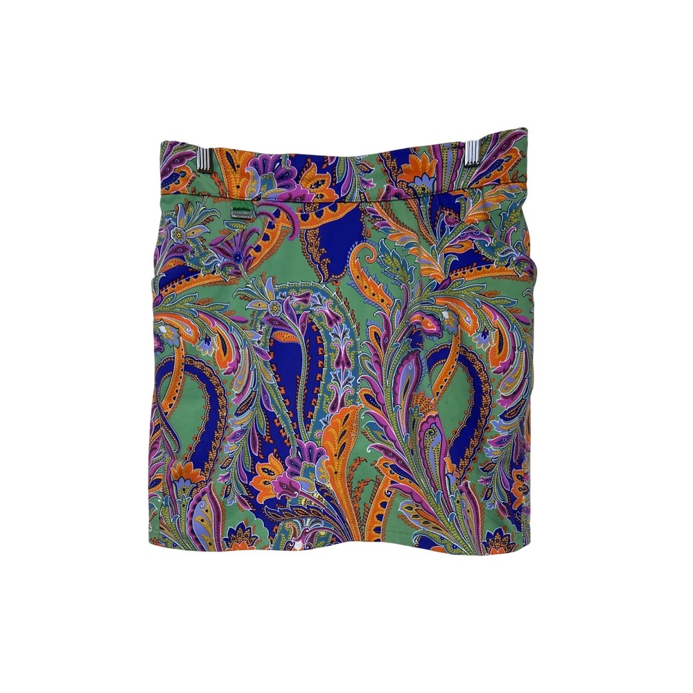 Polo Golf Ralph Lauren Skort Women Med Activewear Green Paisley Performance F08